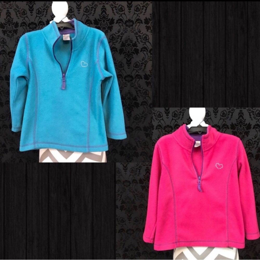 SET OF TWO - Girls 5 • Fleece 1/2 Zip Pullovers